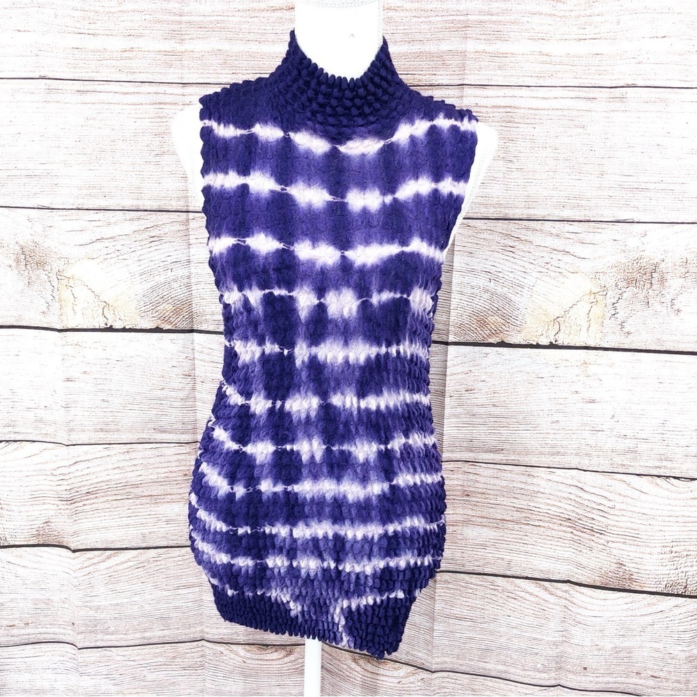 NWT Vintage PS-3983 Purple and White Sleeveless Popcorn Bubble Top Size OS